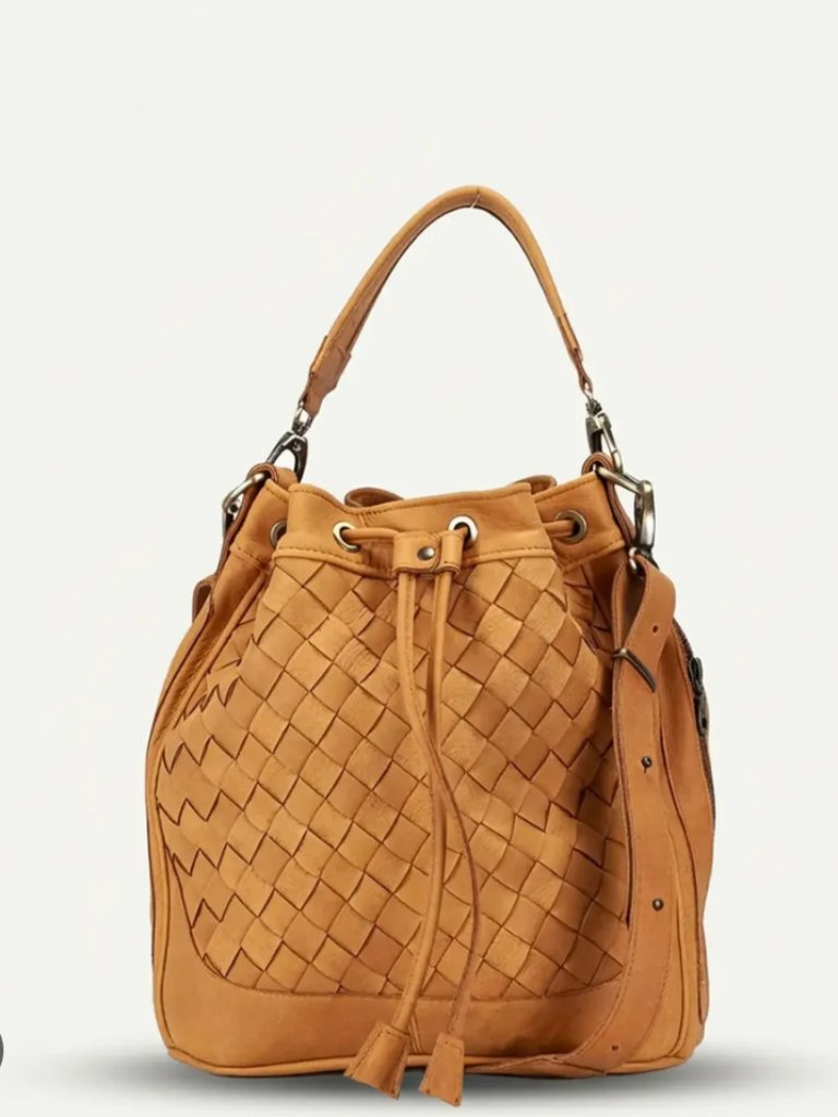 Milloo Danae Leather Bucket Bag Crossbody Purse Made In Greece